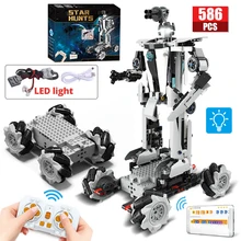 

586pcs City APP Remote Control Future Robot DIY Racing Car Building Blocks LED RC Vehicle Bricks Toys for Boys New Year Gifts