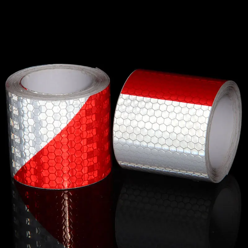 Reflective Safety Warning Conspicuity Tape Film Sticker Silver Red 5-10M 2" 5cm 