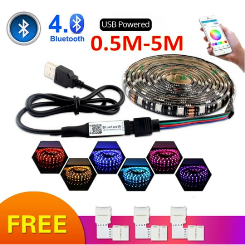 USB светодиодный ная лента 5050 RGB 50 см 1 м 2 Bluetooth Wi Fi управление через приложение/3