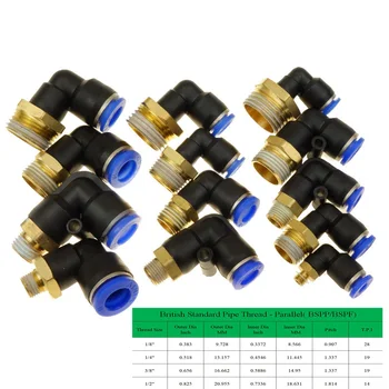 

1/8'' 1/4'' 3/8'' 1/2'' Male -4 6 8 10 12mm 90 Degree Elbow Push In Pneumatic Fitting To Connect Air Compressor Parts