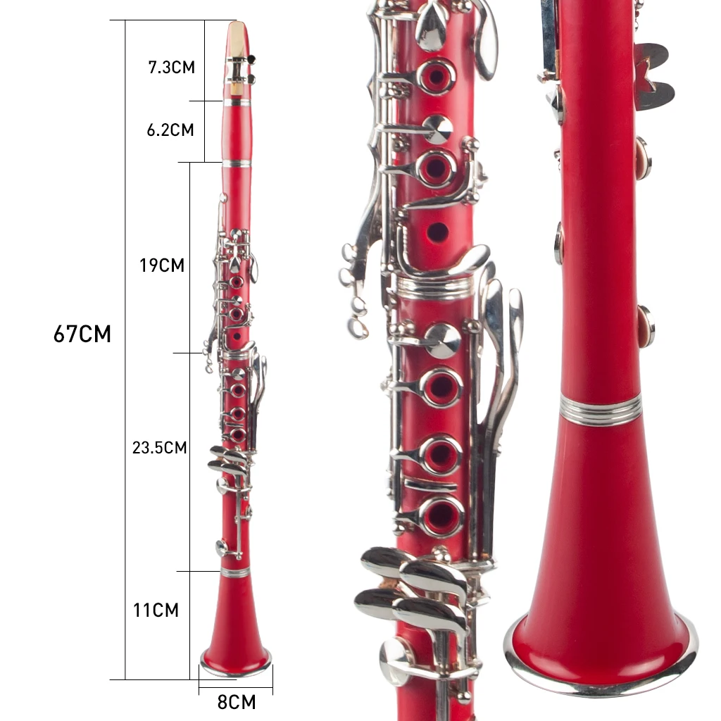 Naomi Professional Falling Tune B 17 ключ кларнет ABS Комплект для кларнета W/кларнет+ тростники+ ремень+ чехол+ компоненты для студента красный