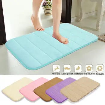 

Non-slip Home Bath Mat Multicolor Thick Coral Velvet Memory Foam Slow Rising Rug Soft Carpet Kitchen Bedroom Toilet Floor Decor