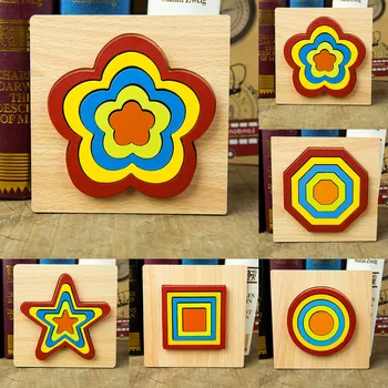 

Besegad Wooden Puzzle Jigsaw Geometric Shape Cognition Boards Montessori Educational Toys for Toddler Children Kids