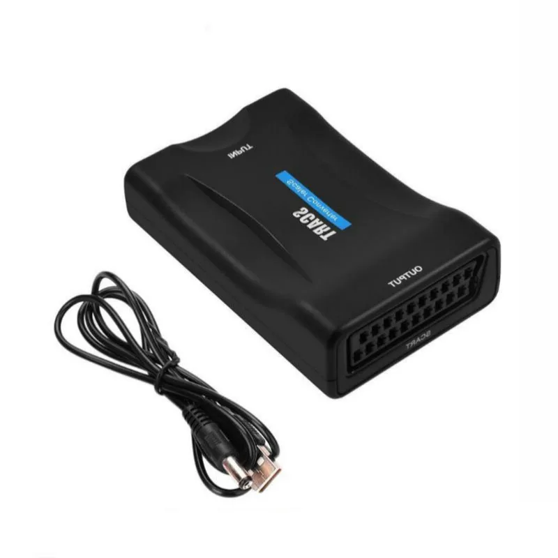 Преобразователь видео и аудио HD 1080P SCART в HDMI-совместимый с USB-кабелем для HDTV Sky Box DVD
