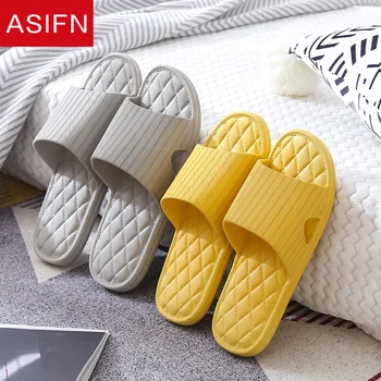 

ASIFN Men's Slippers Home Bathroom Non Slip Hotel Indoor Summer Bathing Couple Simple Zapatos De Hombre Slides Male Flip Flops