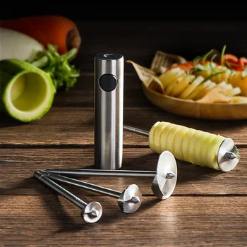 

4-Blade Spiral Silcer, 304 Stainless Steel Potato Carrot Cucumber Spiral Cutter Spiralizer, Kitchen Fruit & Vegetable Tools