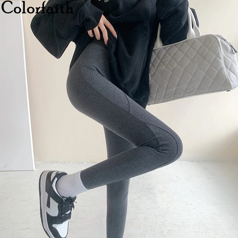 Colorfaith/Новинка 2021 года Сезон весна-осень Женские леггинсы Эластичные с эффектом