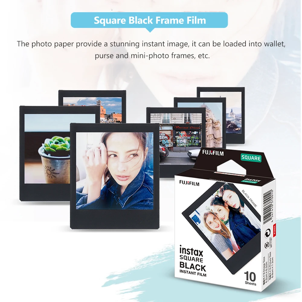 10/20/40/60/80 листов Fujifilm Instax квадратная пленка мгновенной Фотобумага черная оправа для SQ20/10/6 Камера поделиться SP-3 кв принтер
