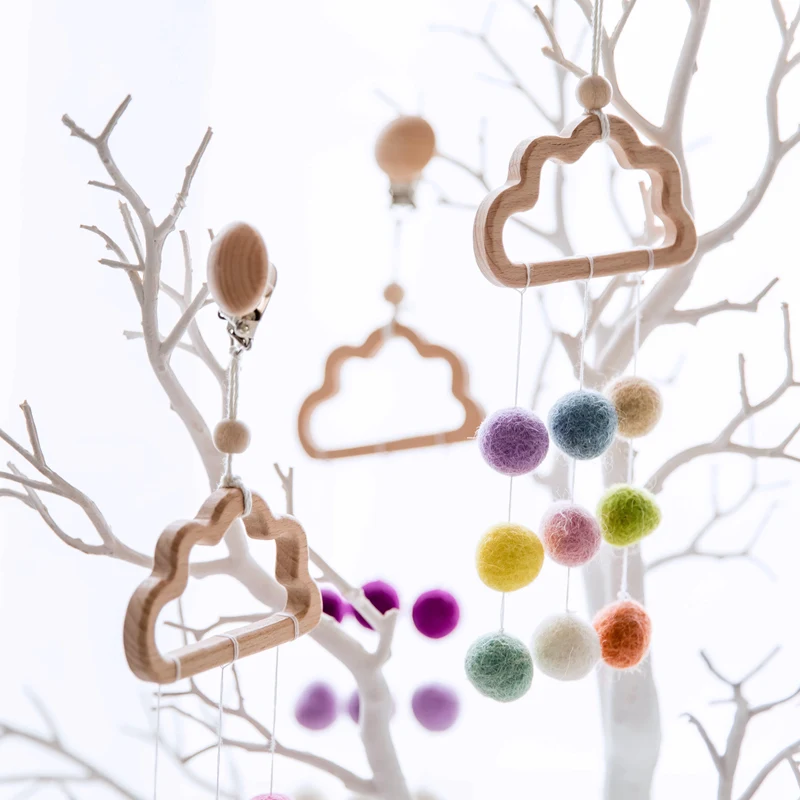 Let's Make Stroller Toy Cloud Shape Felt Ball Beads Rattle Toys For Newborn 0-12 Moths Educational Toys Personalise Baby Toy 1pc