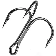 Fishing Hook High Carbon Steel Treble Overturned Hooks Fishing Tackle Round Bend Treble For Bass 100PCS 2#4#6#8#10#12#Black