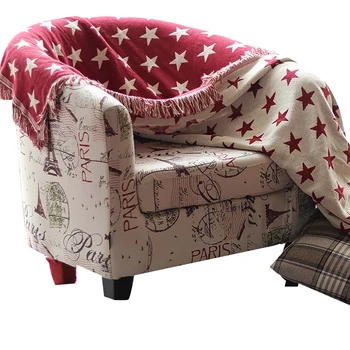 

Lychee Red Star Blanket Printed Cotton Sofa Towel Cover Portable Bed Sofa Throw Blanket