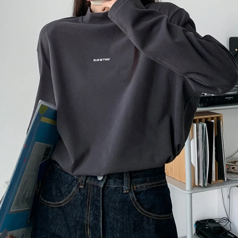 Женская осенне-зимняя футболка с длинным рукавом и надписью | одежда