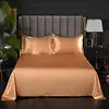 Bonenjoy 1 pc Bed Sheet Yellow Color Plain Dyed Satin Polyester Flat Sheets Queen Size sabanas cama 90 Single Top Sheets 5