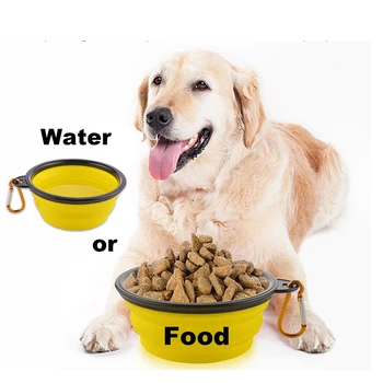 

New Collapsible foldable silicone dog bowl candy color outdoor travel portable puppy doogie food container feeder dish on sale