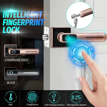 

Anti-theft Modern Electronic Home Security Apartment Smart Fingerprint Office School Stainless Steel Door Lock USB Charging