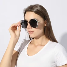 Роскошные негабаритные солнцезащитные очки для женщин, изысканные солнцезащитные очки с кристаллами, мужские очки без оправы, стразы, Винтажные Солнцезащитные Очки