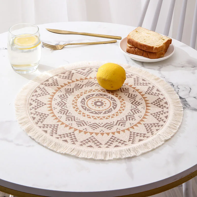 Gift Handmade Macrame Round Placemats Single Natural Cotton Kitchen Sets Decor Housewarming Boho