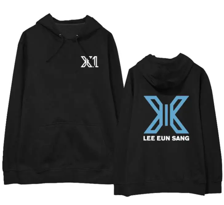 Новое поступление kpop x1 производства 101 концерт такой же с именами членов группы печать легкие свободные кофты унисекс черный пуловер свитер с капюшоном - Цвет: 1