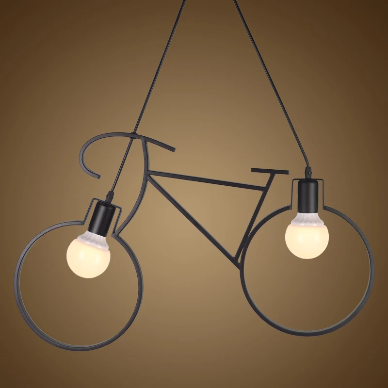 Modern Chandelier Bicycle Metal Wrought Iron Chandelier Lampshade E27 Edison Led Chandelier Living Room Cafe Shop