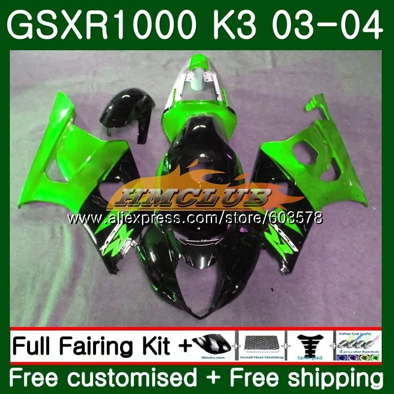 Корпус для SUZUKI GSXR-1000 1000CC GSXR1000 03 04 10CL. 173 GSX-R1000 GSX R1000 03 04 K3 GSXR 1000 2003 2004 светло-зеленый обтекатели - Цвет: No. 1