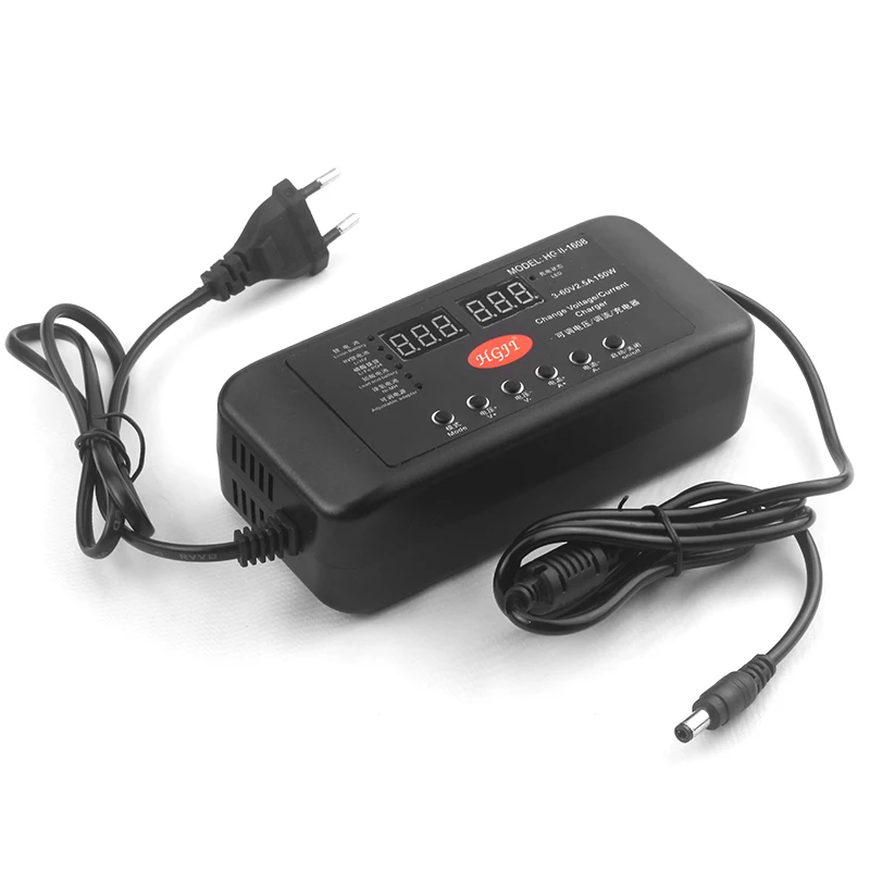 HGJI-1608 Adjustable Power Adapter Charger 3V-60V 150W With Display Screen Charger 14V28V36V48V54.6v Li-ion battery power adapter