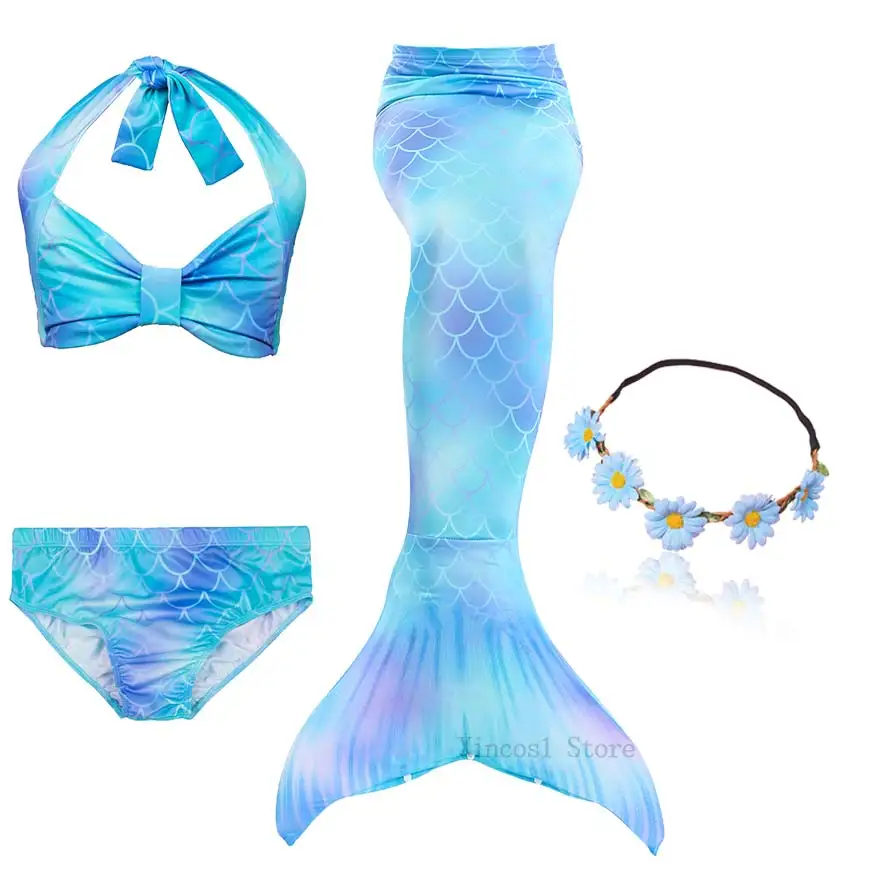 NEW The Little Mermaid Tail with Garland Ariel Mermaid Swimsuit for Kids swimmable Bathing Suit Costume Cosplay - Цвет: Package 3