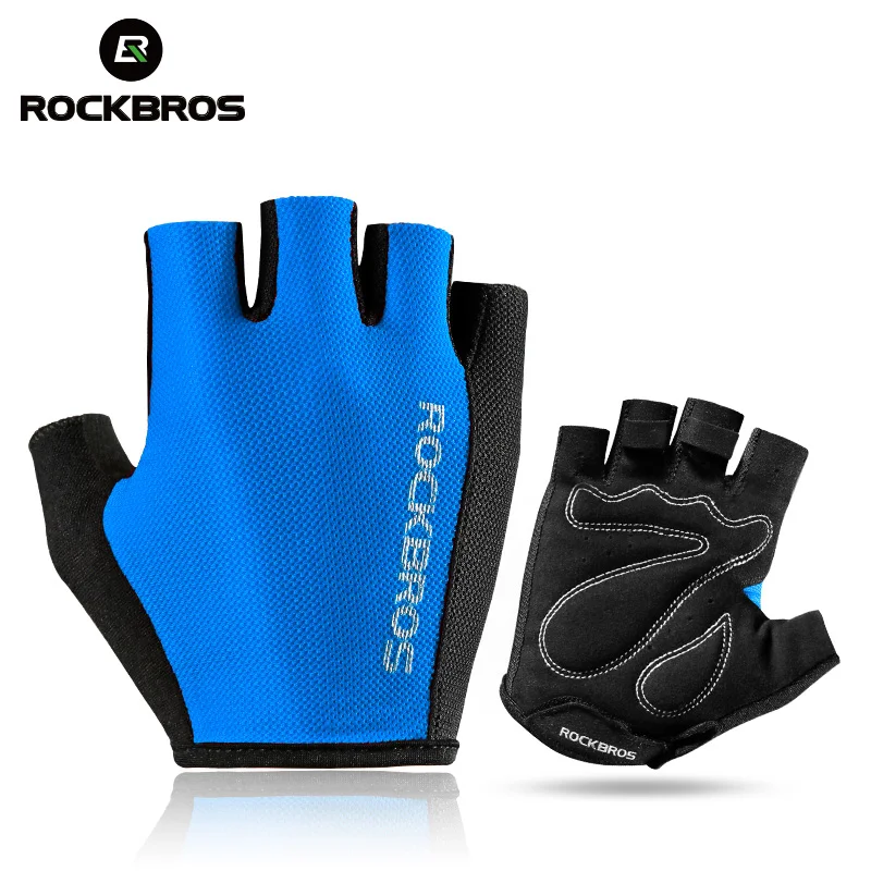 ROCKBROS, велосипедные перчатки, унисекс, дышащие, летние, спортивные, велосипедные, на половину пальца, мото перчатки, для гонок, с губкой, велосипедное снаряжение