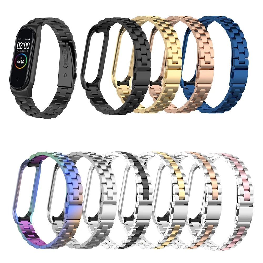 

For Xiaomi Mi Band 4 Metal strap Stainless Steel For Mi Band 4 3 Bracelet For Xiaomi Mi Band 4 NFC Wristbands Metal Wrist strap