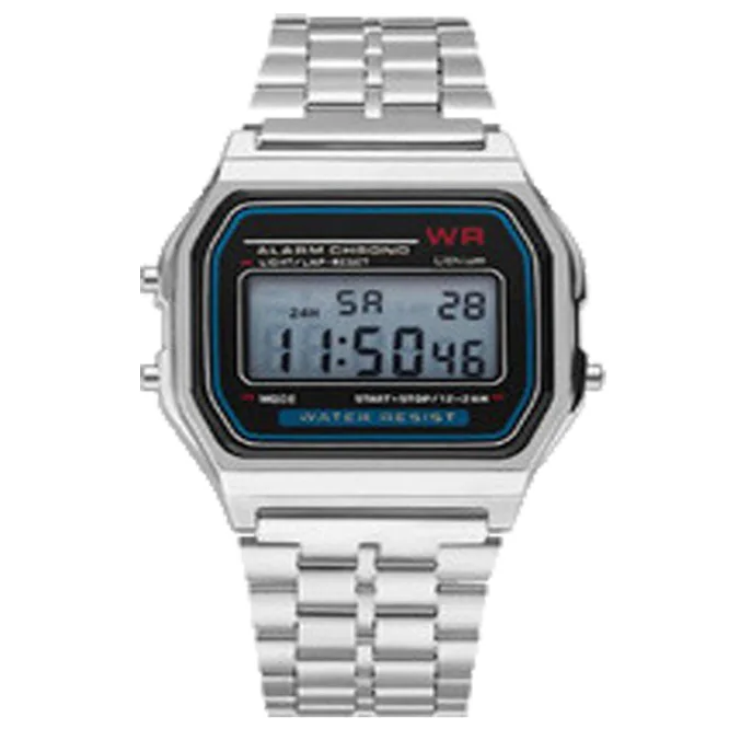 Популярные женские светодиодный цифровые часы F91W со стальным ремешком Harajuku модные многофункциональные светодиодный электронные часы Relogio Feminino - Цвет: Серебристый