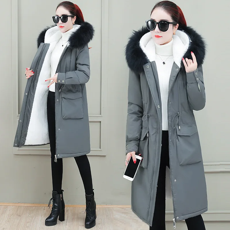 

Down Jacket Cotton-padded Clothes Women's 19 Years New Style Korean-style Loose-Fit over-the-Knee Thick down Coat Cotton-padded