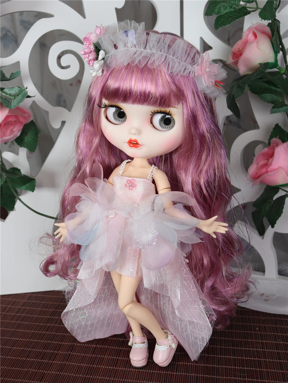 Neo Blythe Doll Princess Floral Dress With Headdress 1