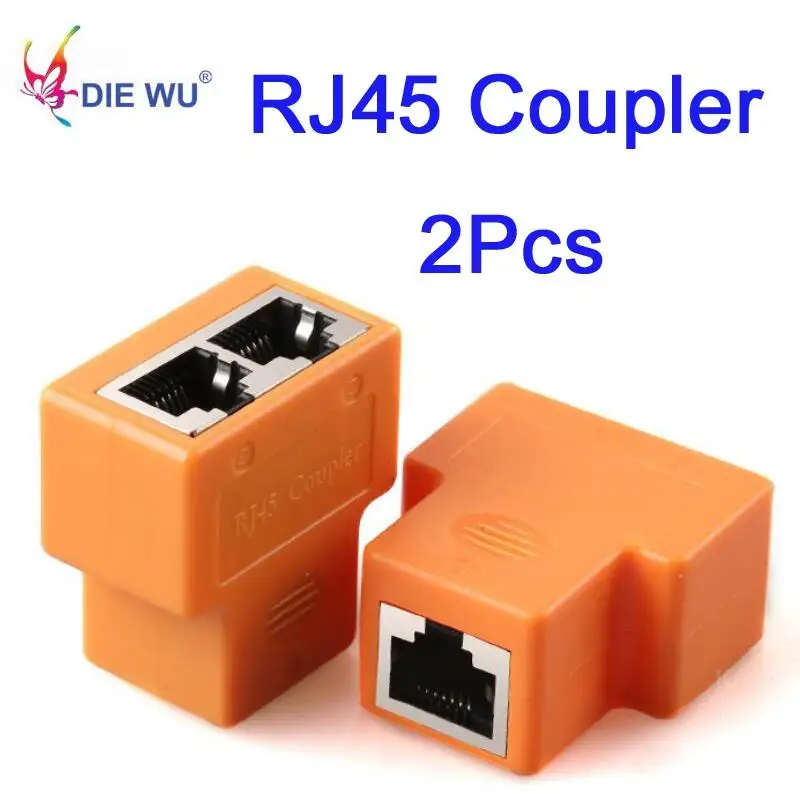 

one split two Ways Network Ethernet Head Lan Cable Joiner Coupler RJ45 Extender Plug Network Connector Splitter 1 Input 2 Output