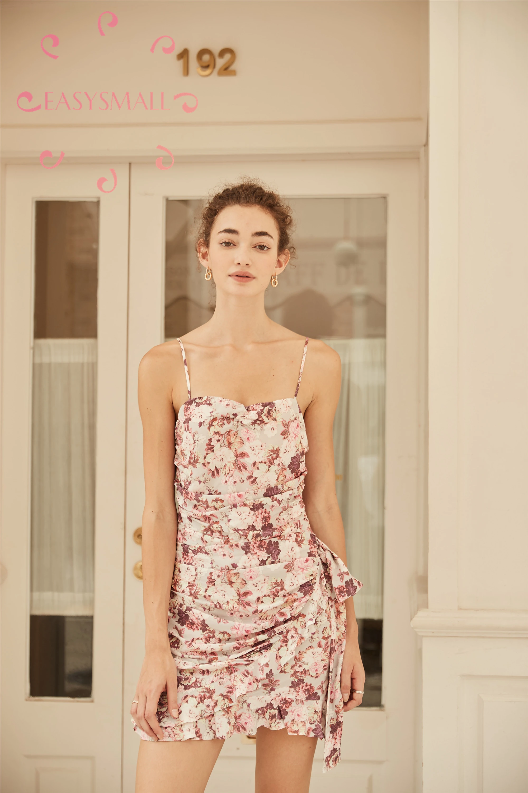 EASYSMALL For love lemons женское платье модное цветочное с оборками на бретельках высокого