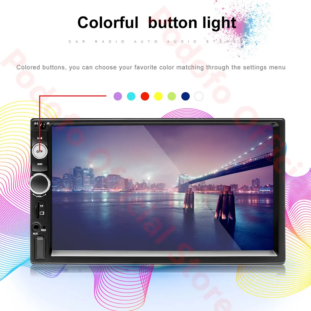 Pаспродажа Podofo Авторадио 2 din Кассетный рекордер автомобильный Радио 7 сенсорный экран 2din Автомагнитола аудио Bluetooth MP5 FM мультимедийный плеер