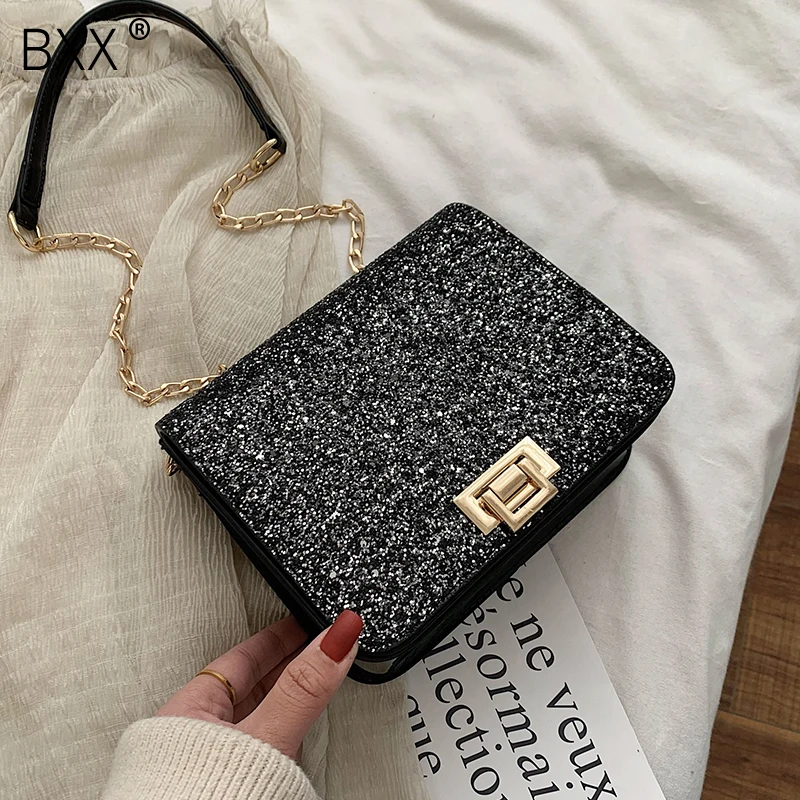 

[BXX] Sequined Crossbody Bags For Women 2020 Spring All-match Chain Shoulder Messenger Bag Female Handbags and Purses HK392