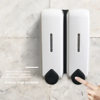 

700ml Manual Double-head Liquid Soap Dispenser Wall Mounted ABS Shower Bath Lotion Hand Washer Pump for Kitchen Bathroom Hotel