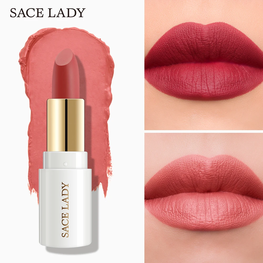 SACE LADY 9 Colors Lips Makeup Waterproof Silky Matte Lipstick Long Lasting Moisture Lipstick Matte Red 1
