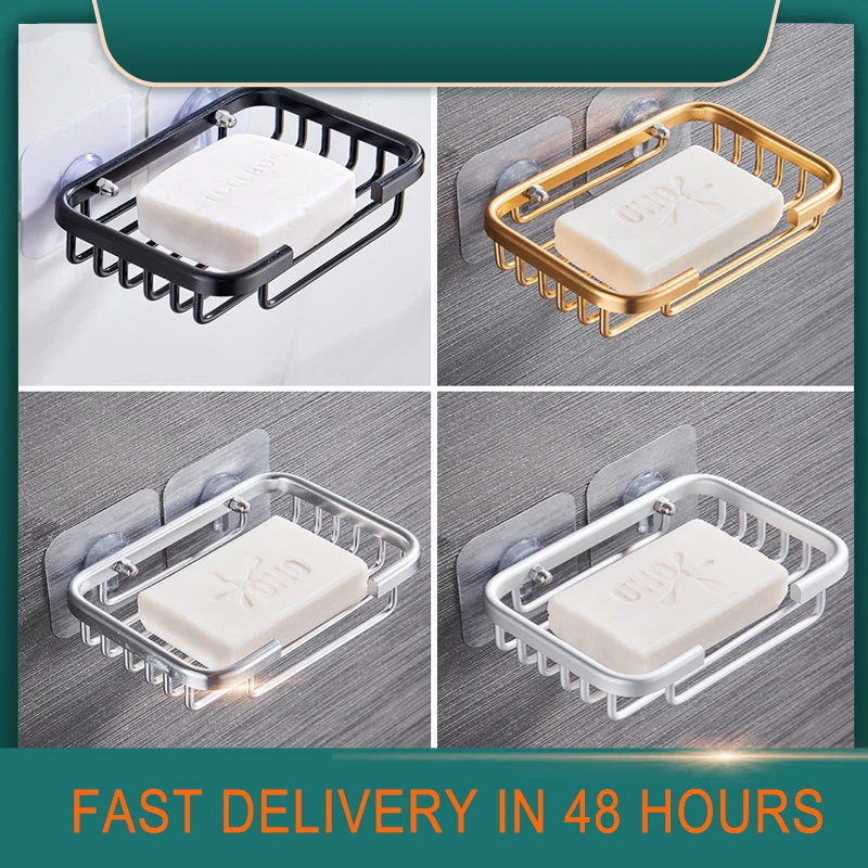 Plato de soporte para jabón, estante de almacenamiento para montar en paredes, tipo hueco, esponja, accesorios de baño, 1 Uds.