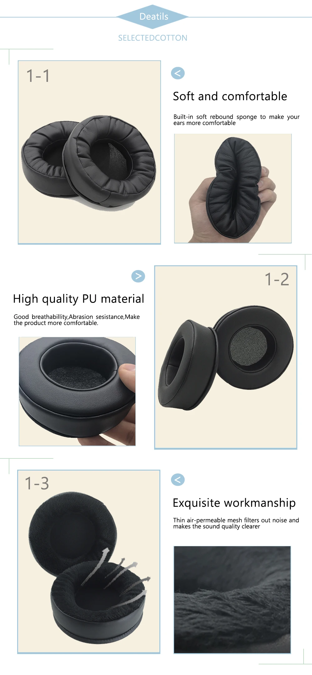 almofadas de substituição para fone de almofada de couro de veludo para akg mkii