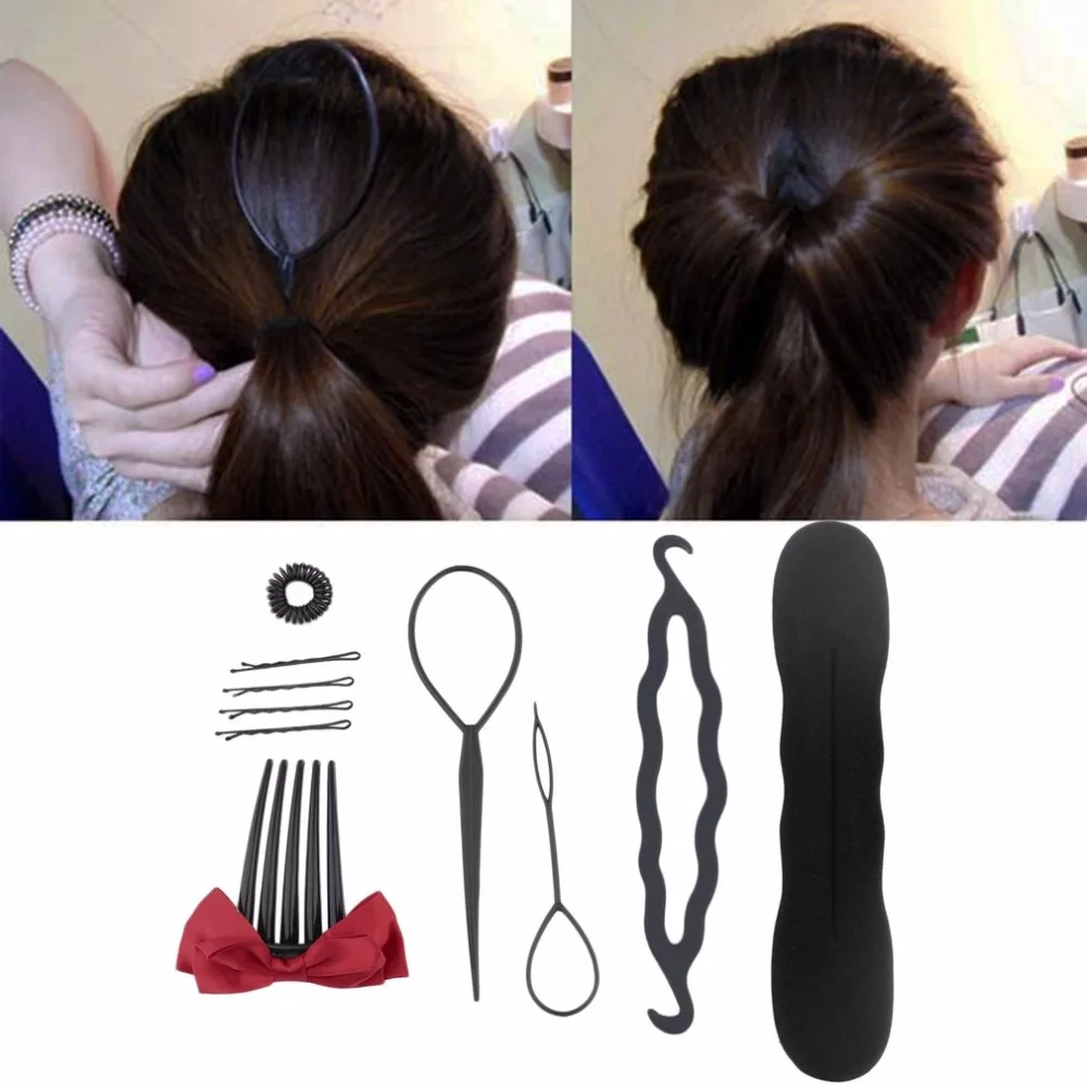10 шт./компл. DIY для ухода за волосами для укладки волос Плетение кос набор инструментов Для женщин Красота кистей для макияжа Профессиональные прическа делая инструменты