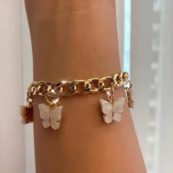 

Caraquet Trendy New Shining Gold Silver Color 16 Butterfly Bracelets Cute Acrylic Animal Wide Bracelet Girls 2020 Jewelry Gift