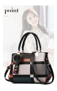 

1005001464093751 New cool trendy fashion big bag lattice pattern handbag fur ball bag shoulder bag messenger bag handbag