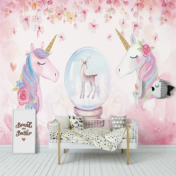 

Custom Wallpaper 3D Watercolor Cartoon Kids Murals Children's Bedroom Self-Adhesive Waterproof Wall Painting Home Decor Stickers
