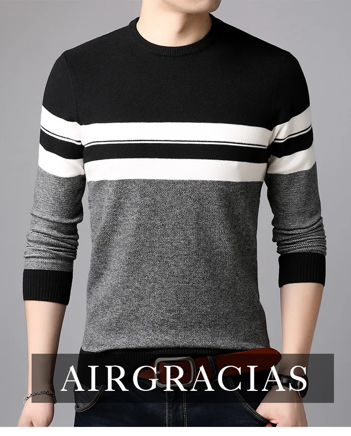 AIRGRACIAS 2019 Брендовые повседневные мужские пуловеры, вязаный полосатый мужской свитер, мужское платье, Толстые мужские свитера, Джерси