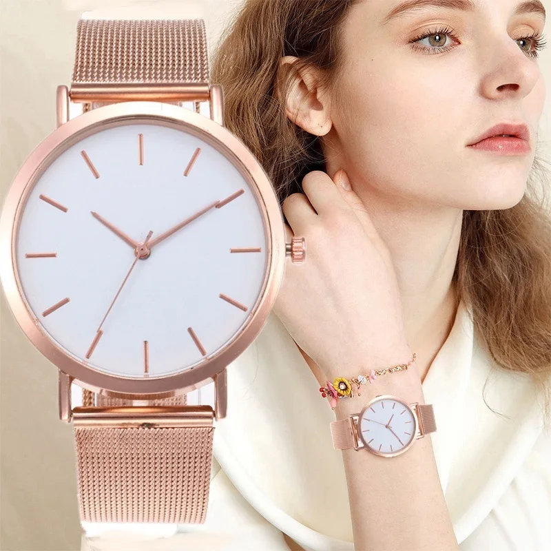 Dropship 2019 famosa marca de plata de oro reloj de cuarzo Casual de las mujeres de malla de acero inoxidable vestido mujeres relojes reloj femenino reloj