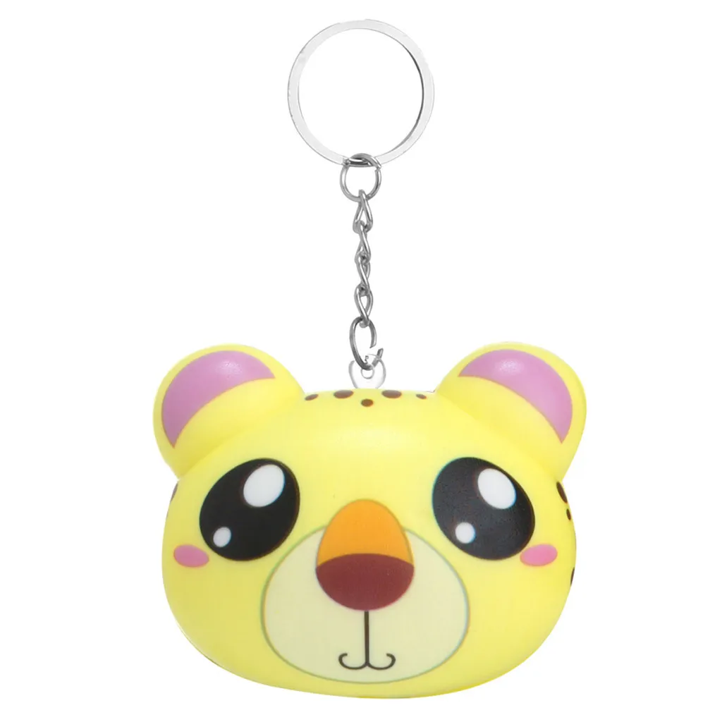 Squishy Toy Soft Slow Rising Animal Face Bread Simulation Bread keychain Stress Reliever Decor Phone Strap Gift #A