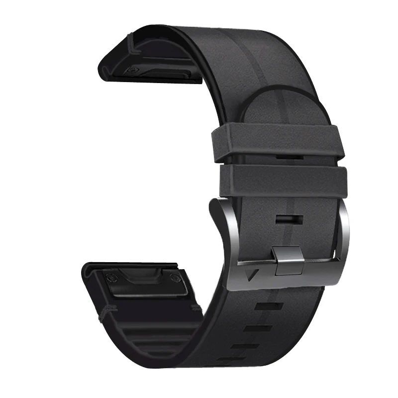 Versatile Silicone & Leather Quick Release Smartwatch Band - Durable & Stylish Strap