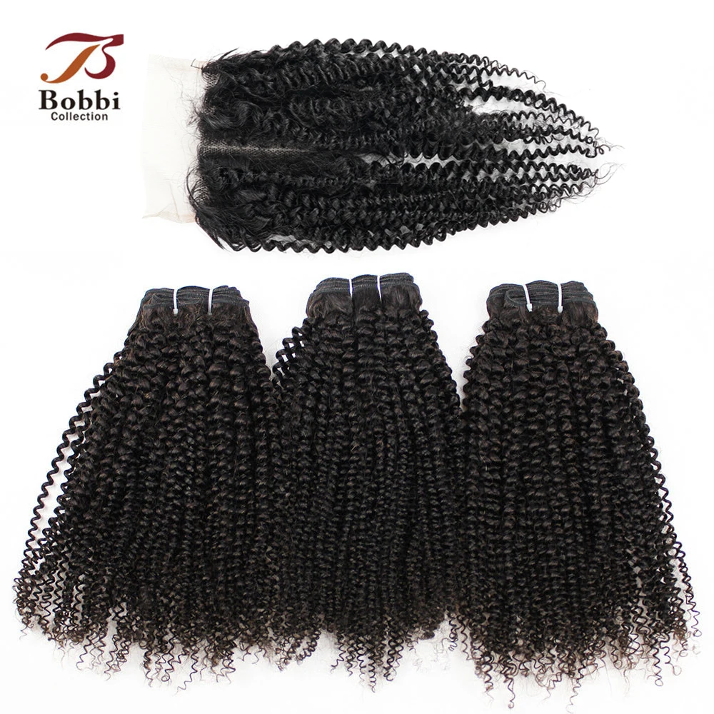 PROD 1005002305061447 Afro Kinky Curly 2/3 Bundles With 4*1 Lace
Closure Middle Part Indian Remy Human Hair Weave Bundles Extensions
BOBBI COLLECTION