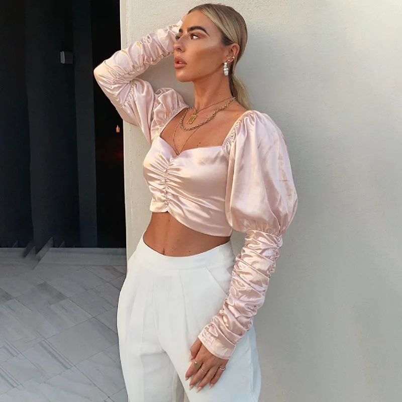 satin square neck top