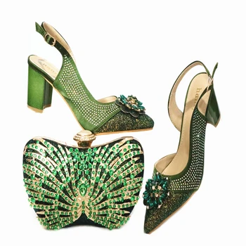 

VC design 2.55inch Heels Nigerian Women Shoes Matching Bag Office Lady Shoes and Bag Set Mature Lady Shoes for Wedding Party